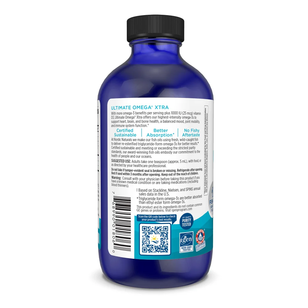 Nordic Naturals Ultimate Omega XTRA Liquid vaj peshku me shije limoni