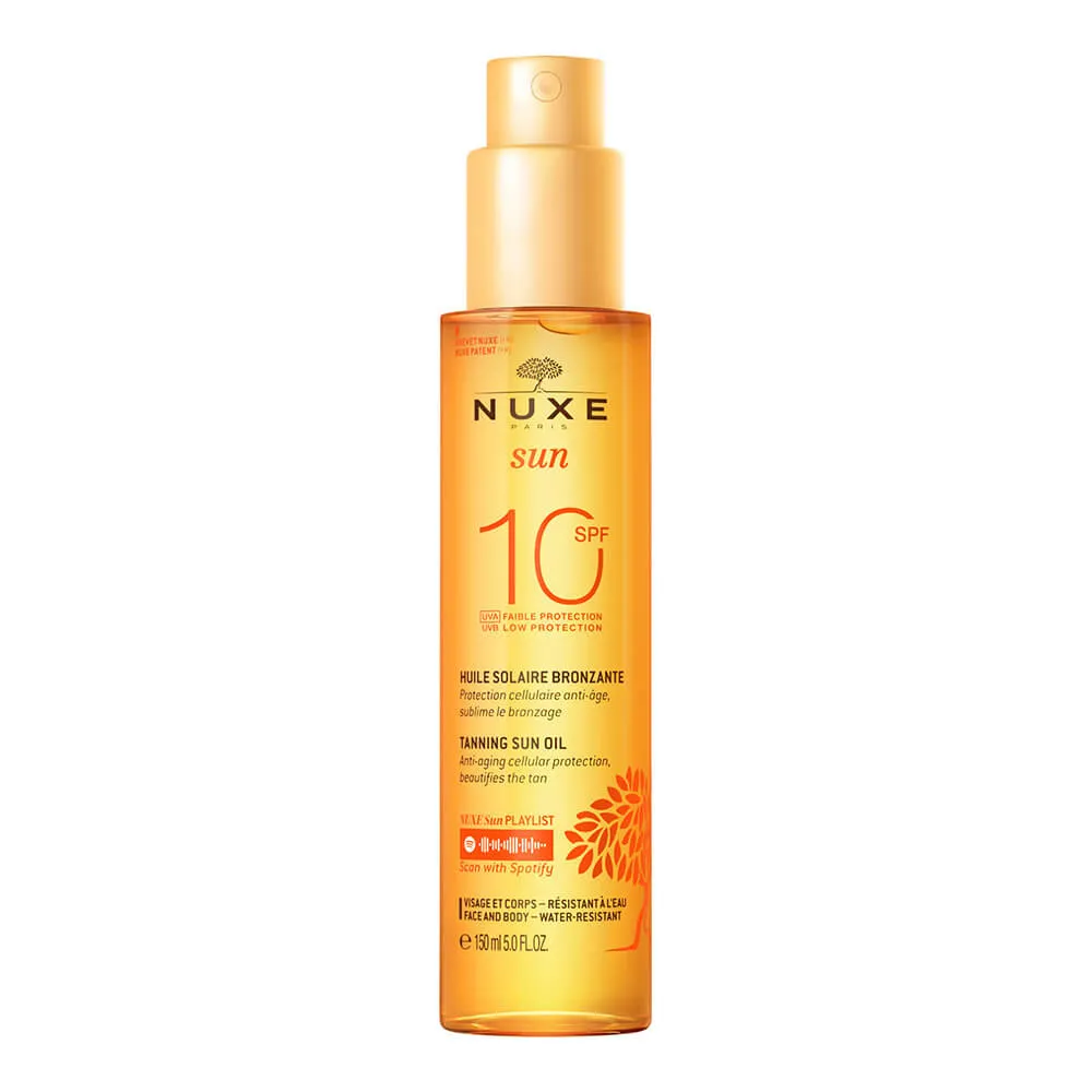 NUXE Sun Tanning Oil SPF 10 për mbrojtje nga dielli dhe kujdes veror