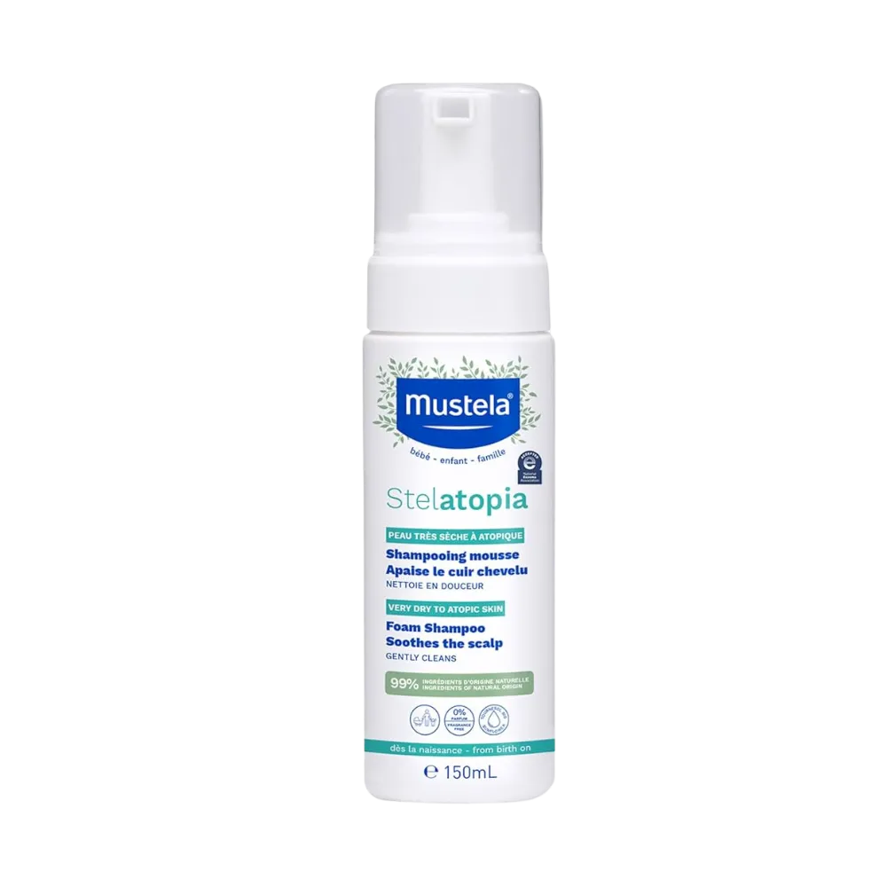 Mustela Stelatopia Foam Shampoo për kujdes për lëkurë atopike dhe shumë të thatë