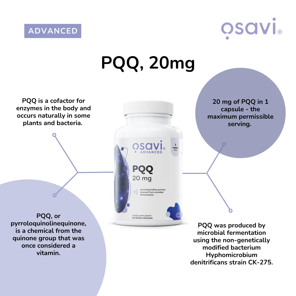 OSAVI PQQ 20 mg pyrroloquinoline quinone