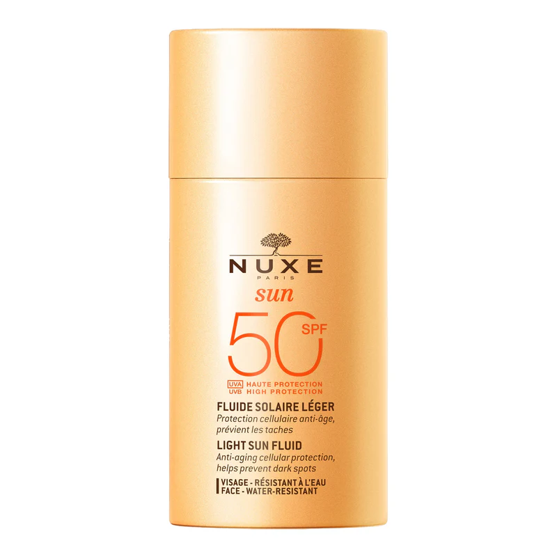 NUXE Sun Light Fluid SPF 50 për mbrojtje nga dielli dhe kujdes veror