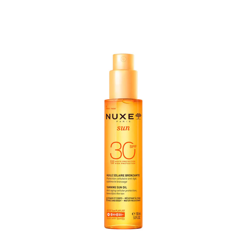 NUXE Sun Tanning Oil SPF 30 për mbrojtje nga dielli dhe kujdes veror