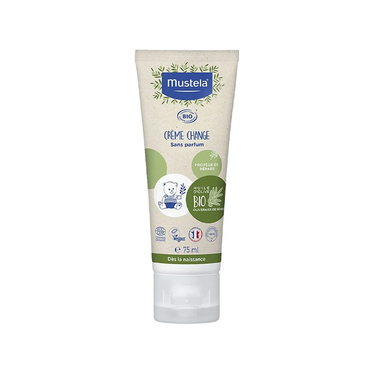 Mustela Certified Organic Diaper Cream për kujdes për zonën e pelenës dhe mbrojtje të barrierës së lëkurës