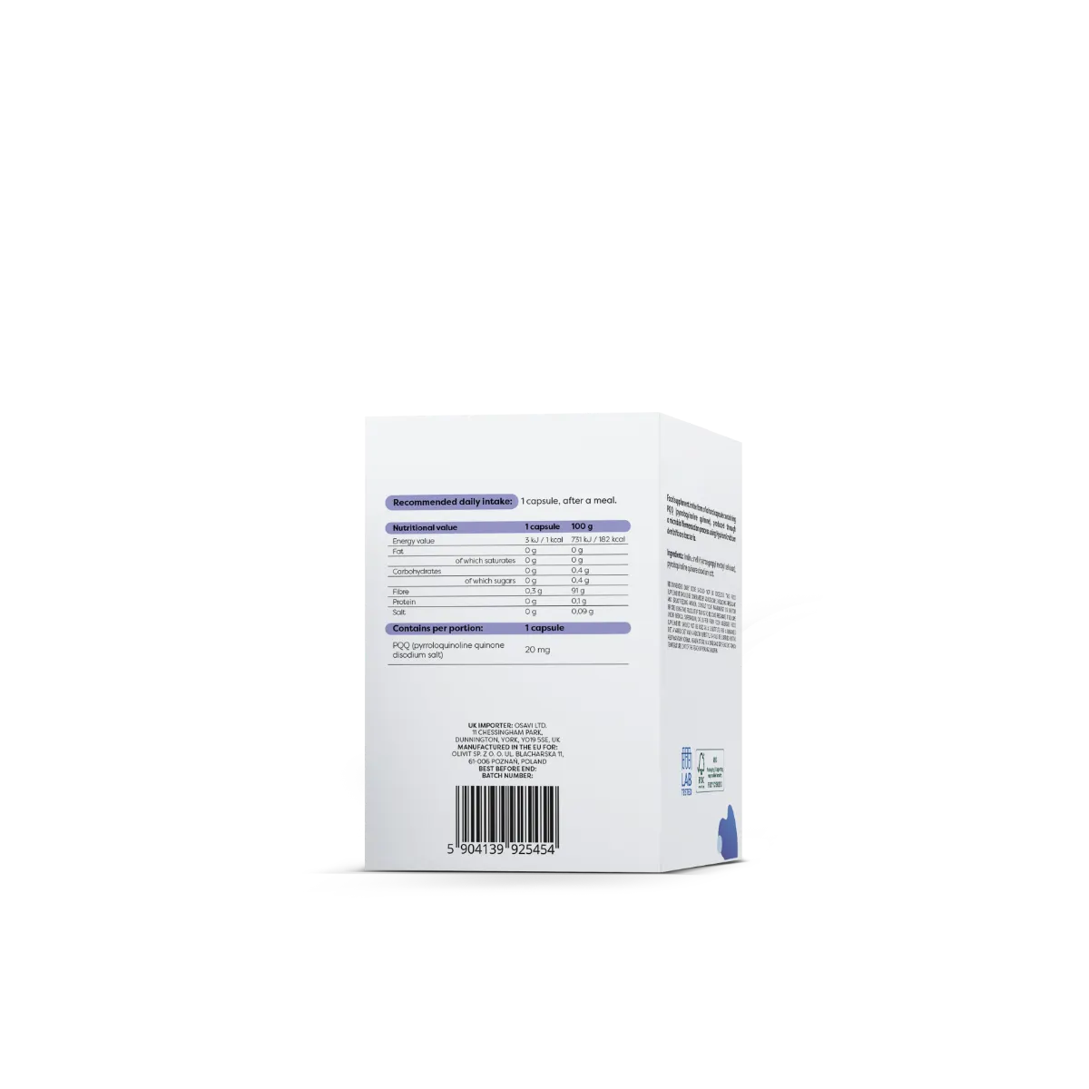 OSAVI PQQ 20 mg fermentim mikrobial