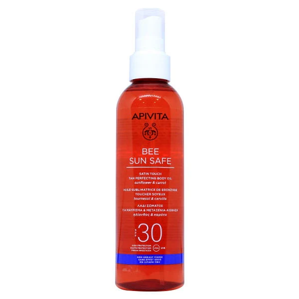 Apivita Bee Sun Safe Satin Touch Tan Perfecting Body Oil SPF30 vaj diellor për trupin