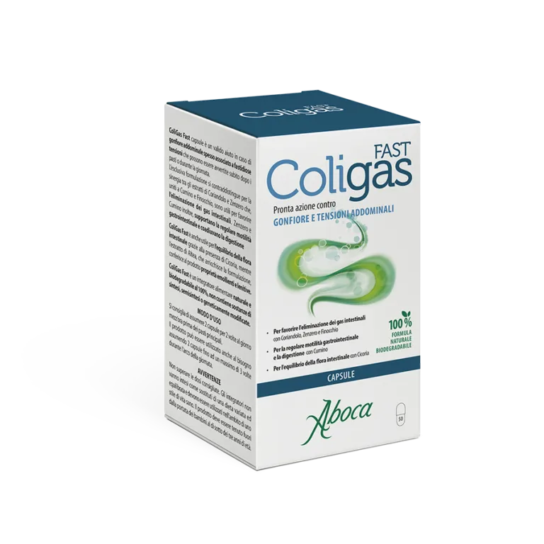 Aboca ColiGas Fast 30 kapsula për fryrjen dhe gazrat