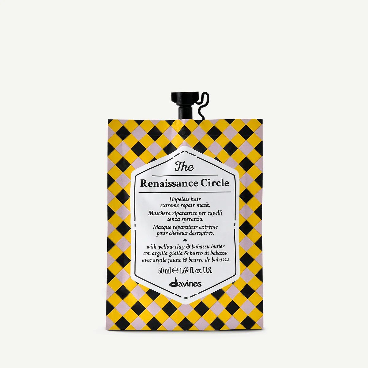Davines The Renaissance Circle për flokë shumë të dëmtuar, të thatë ose të lodhur nga mjetet e nxehta dhe rutinë të synuar sipas tipit të flokut ose skalpit. Produkt Davines The Circle Chronicles për përdorim në rutinën e kujdesit të përditshëm ose trajtues.