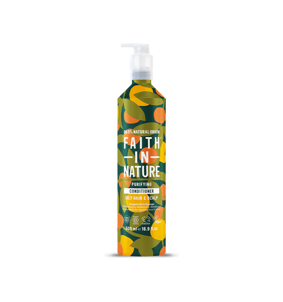 balsam flokësh Grapefruit & Orange, flokë dhe skalp të yndyrshëm, vaj grapefruit-i të rikuperuar dhe vaj portokalli të ëmbël organik