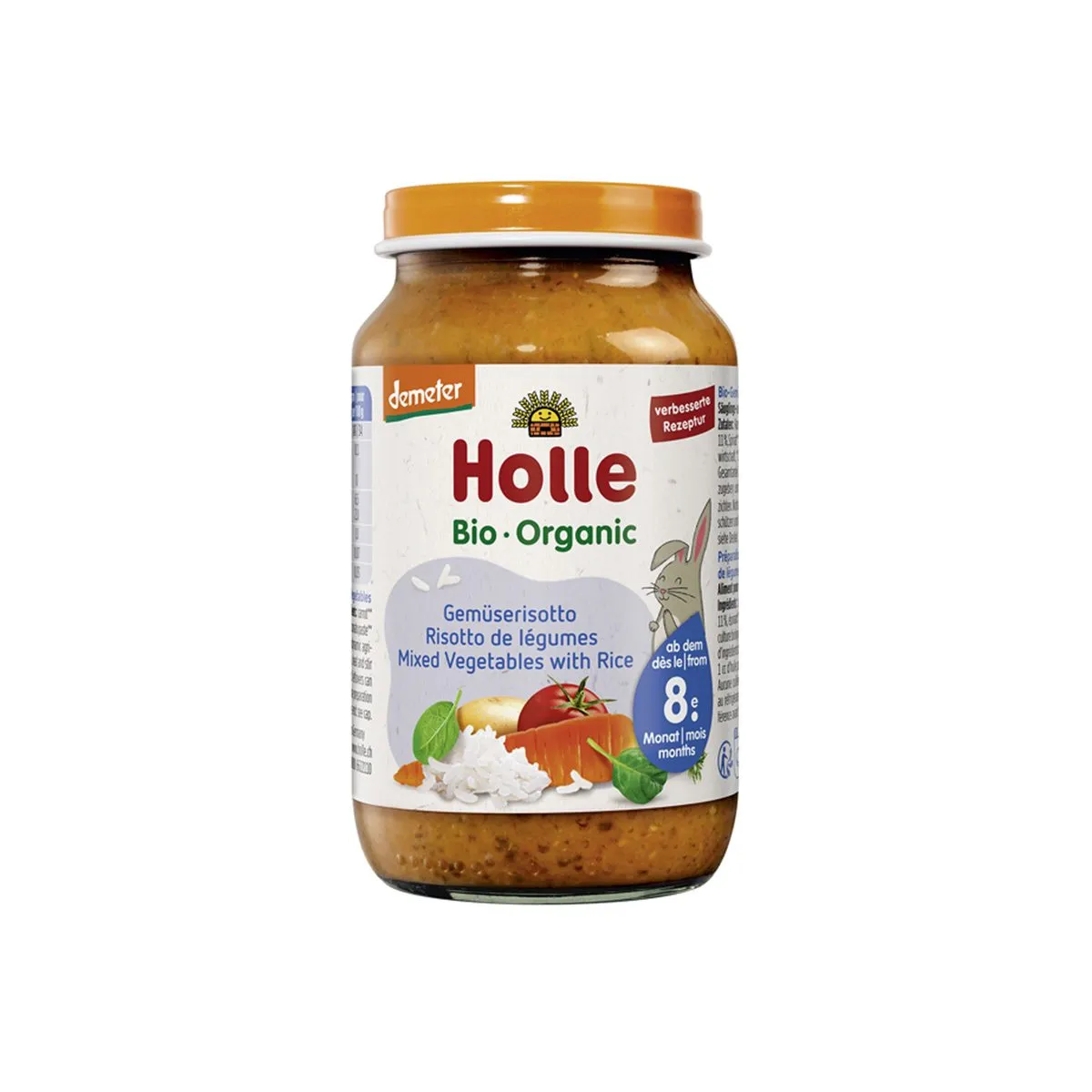 Holle Mixed Vegetables with Rice Jar, vakt i kripur Holle, perime të përziera dhe oriz, kavanoz për bebe, Gaia Pharma