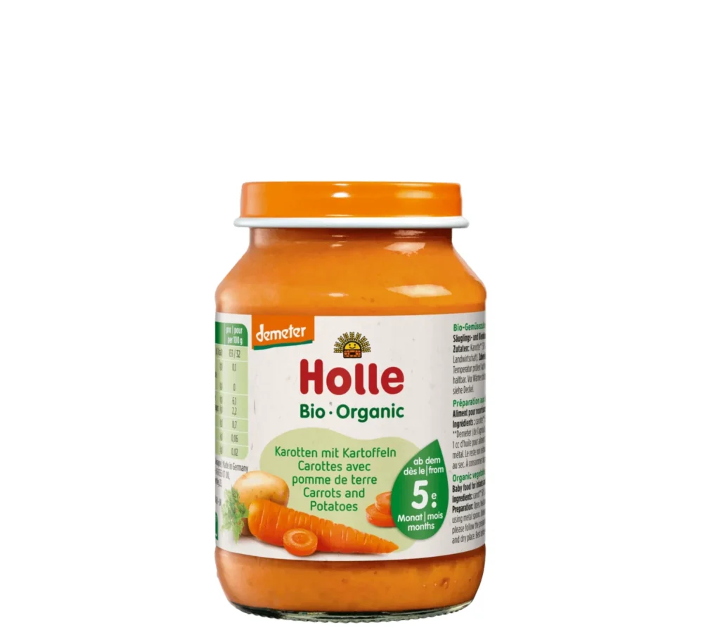 Holle Carrots & Potatoes Jar, vakt i kripur Holle, karota dhe patate, kavanoz për bebe, Gaia Pharma