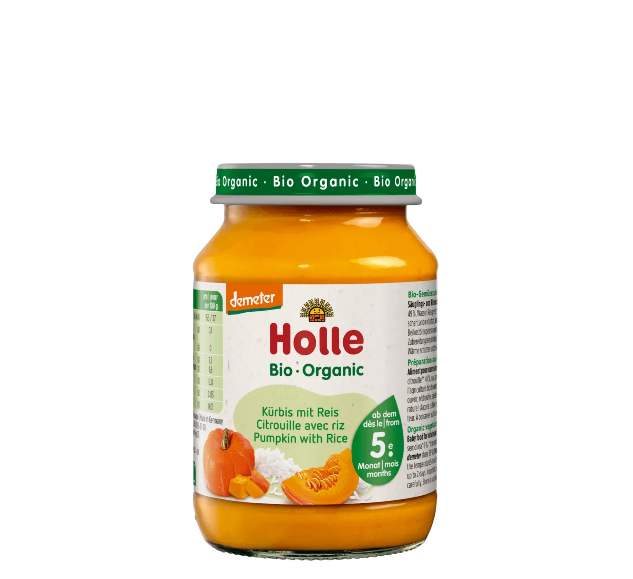 Holle Pumpkin with Rice Jar, vakt i kripur Holle, kungull dhe oriz, kavanoz për bebe, Gaia Pharma