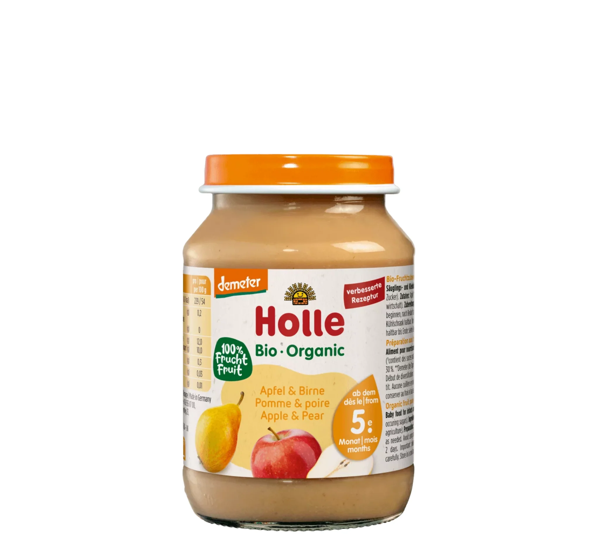 Holle Apple & Pear Puree, pure frutash Holle, mollë dhe dardhë, kavanoz për bebe, Gaia Pharma