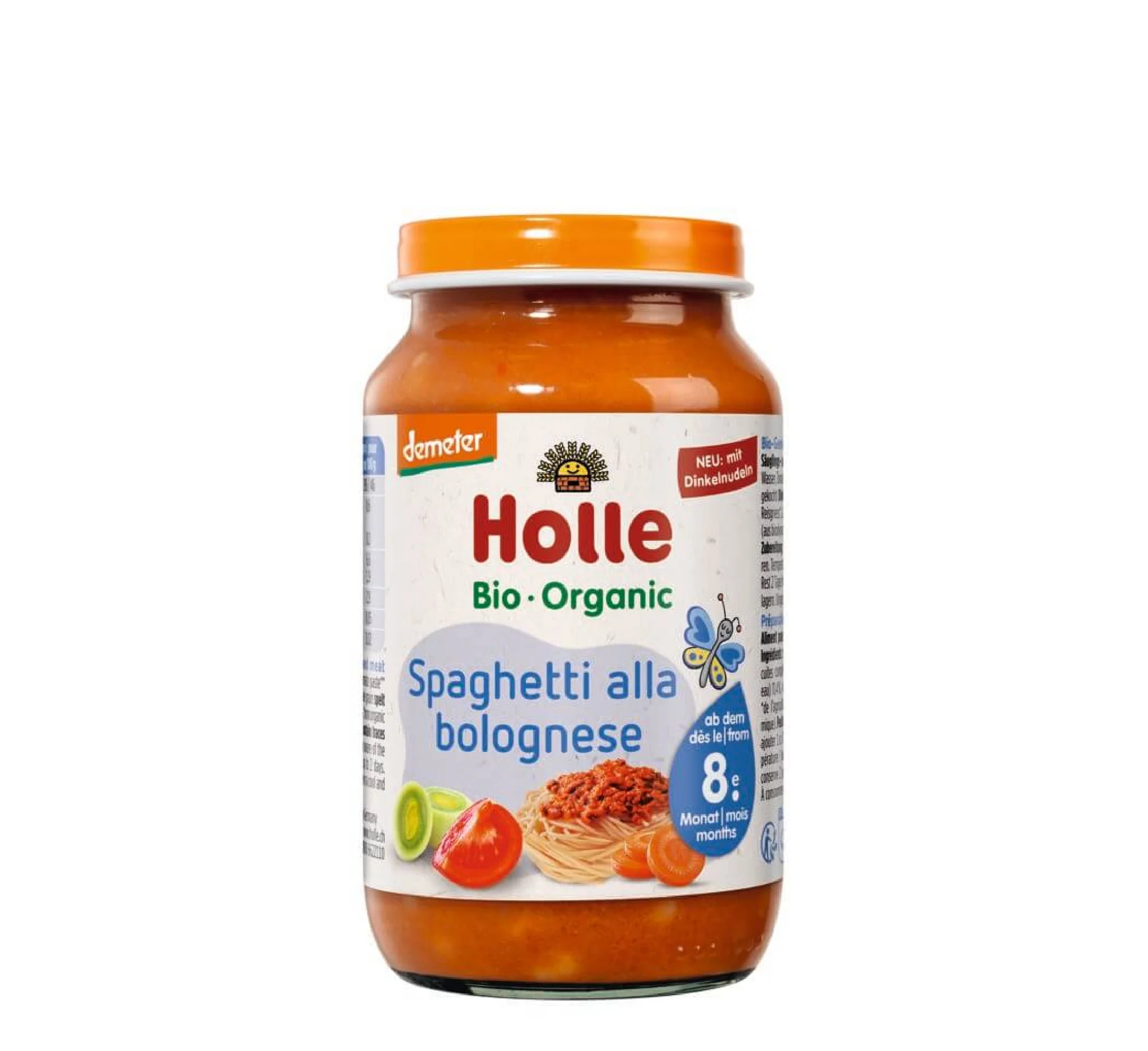 Holle Spaghetti Bolognese Jar, vakt i kripur Holle, spaghetti bolognese si vakt i plotë me pasta, perime dhe mish, kavanoz për bebe, Gaia Pharma