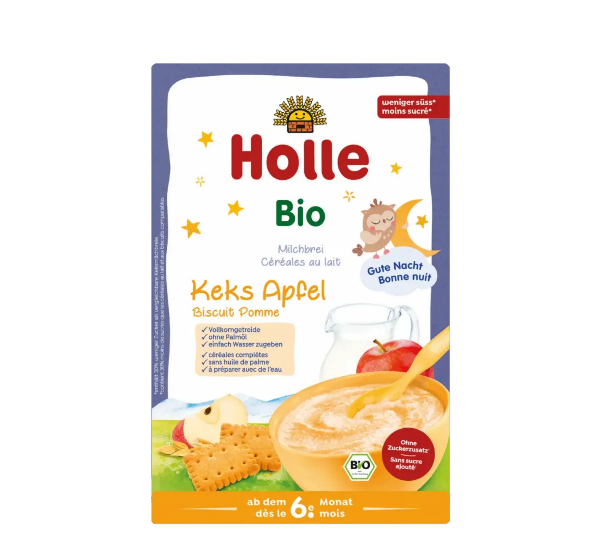 Holle Organic Milk Porridge Biscuit & Apple, biskota Holle, snack organik për fëmijë, Milk Biscuit dhe Apple, Gaia Pharma