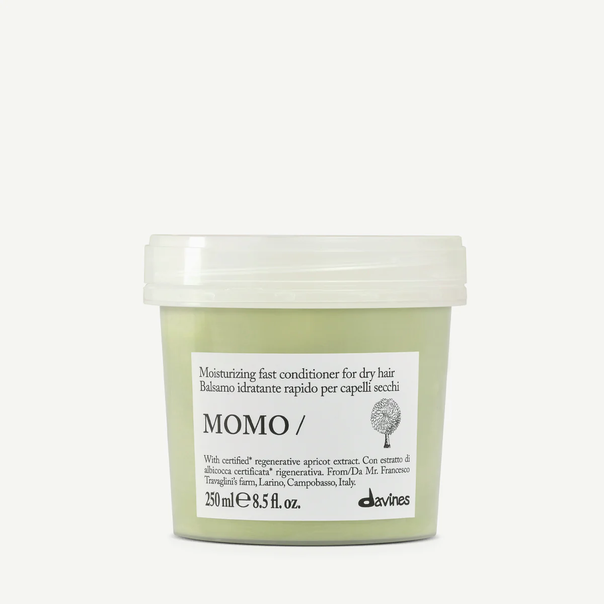 Davines MOMO Conditioner për flokë të thatë ose të dehidratuar që kërkojnë zbutje pas larjes dhe rutinë të synuar sipas tipit të flokut ose skalpit