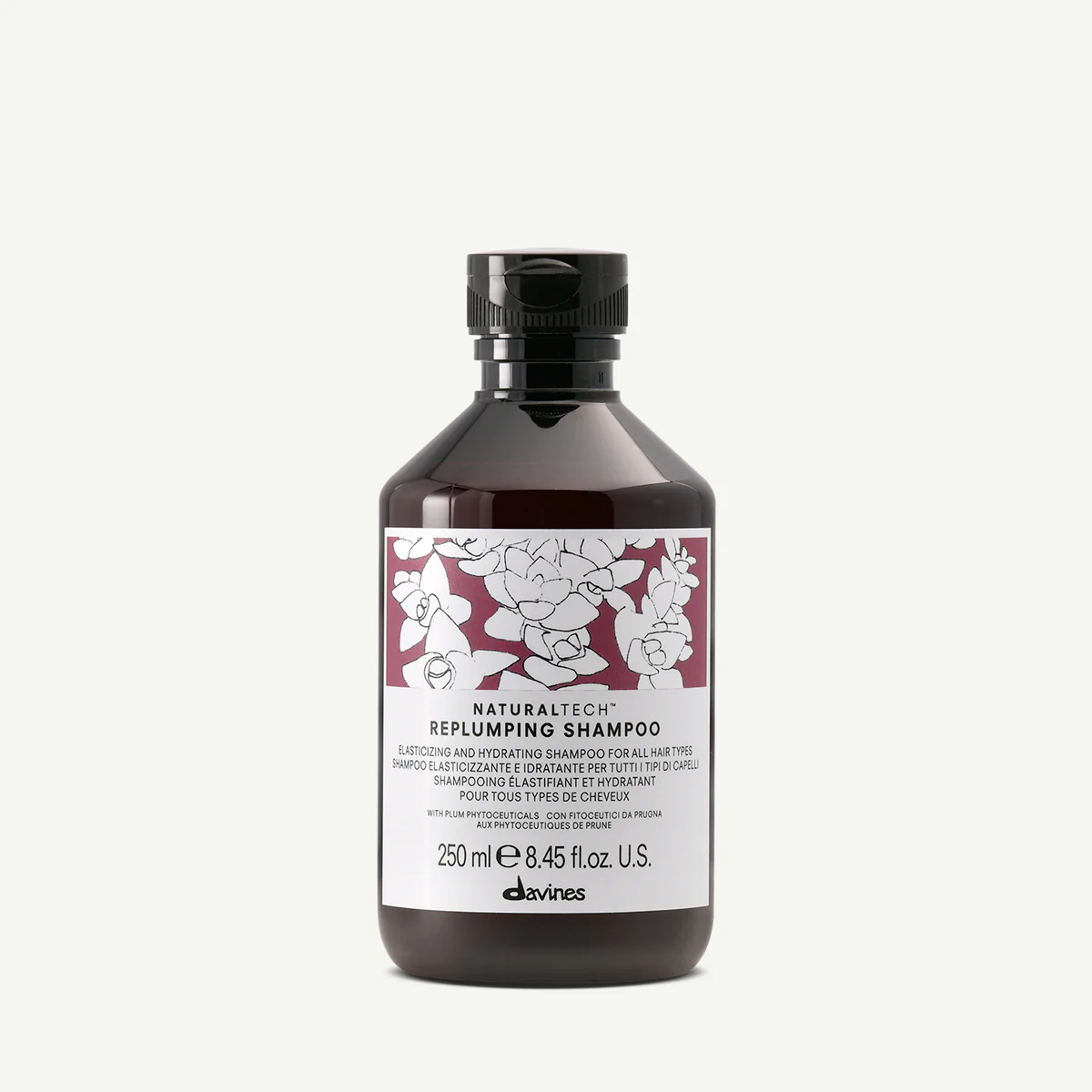 Davines Naturaltech Replumping Shampoo për flokë që duken të lodhur, të thatë ose pa elasticitet dhe rutinë të synuar sipas tipit të flokut ose skalpit