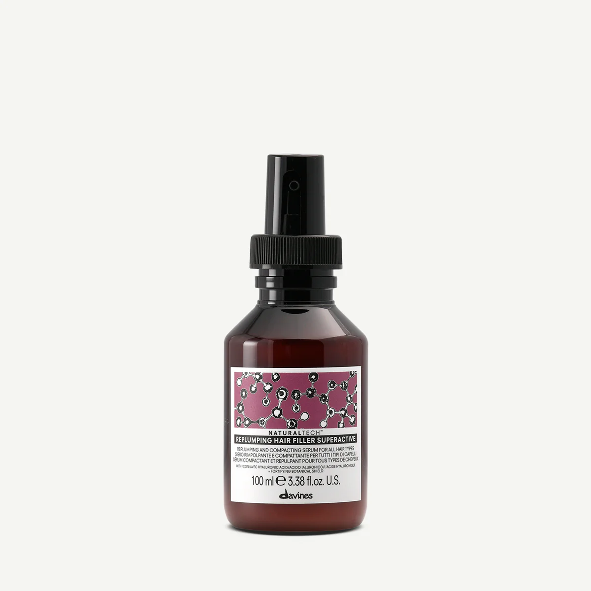 Davines Naturaltech Replumping Hair Filler Superactive për flokë që duken të hollë, të lodhur ose pa kompaktësi dhe rutinë të synuar sipas tipit të flokut ose skalpit