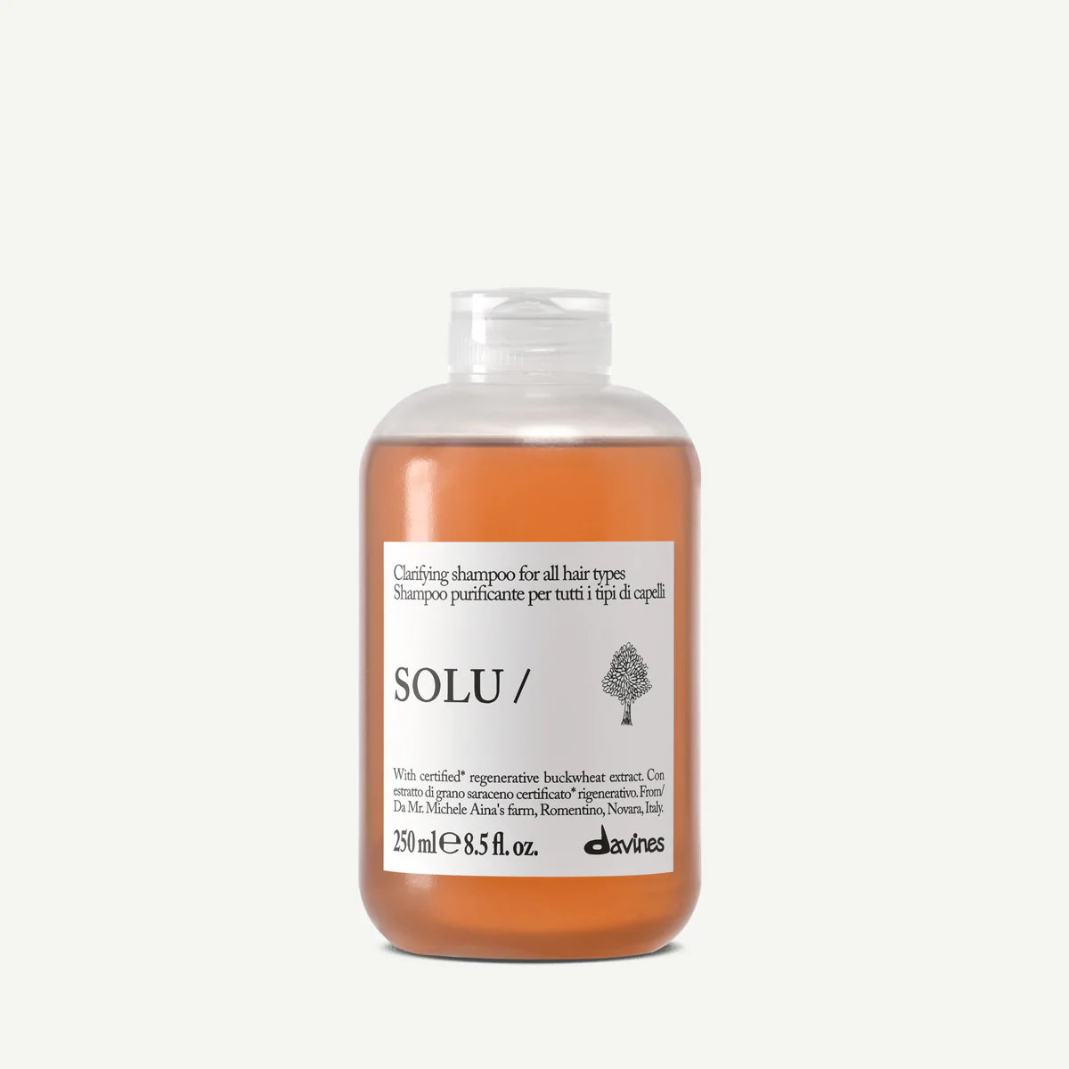 Davines SOLU Shampoo për flokë me mbetje produktesh, papastërti urbane ose ndjesi rëndese dhe rutinë të synuar sipas tipit të flokut ose skalpit