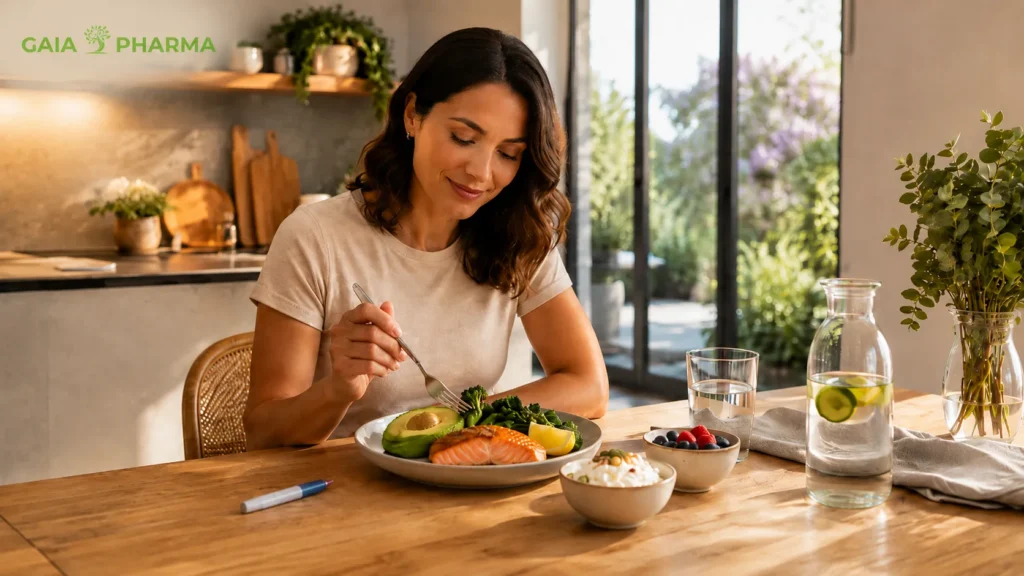 Ushqyerja gjatë trajtimit me GLP-1 me vakt të vogël të pasur me proteina dhe hidratim