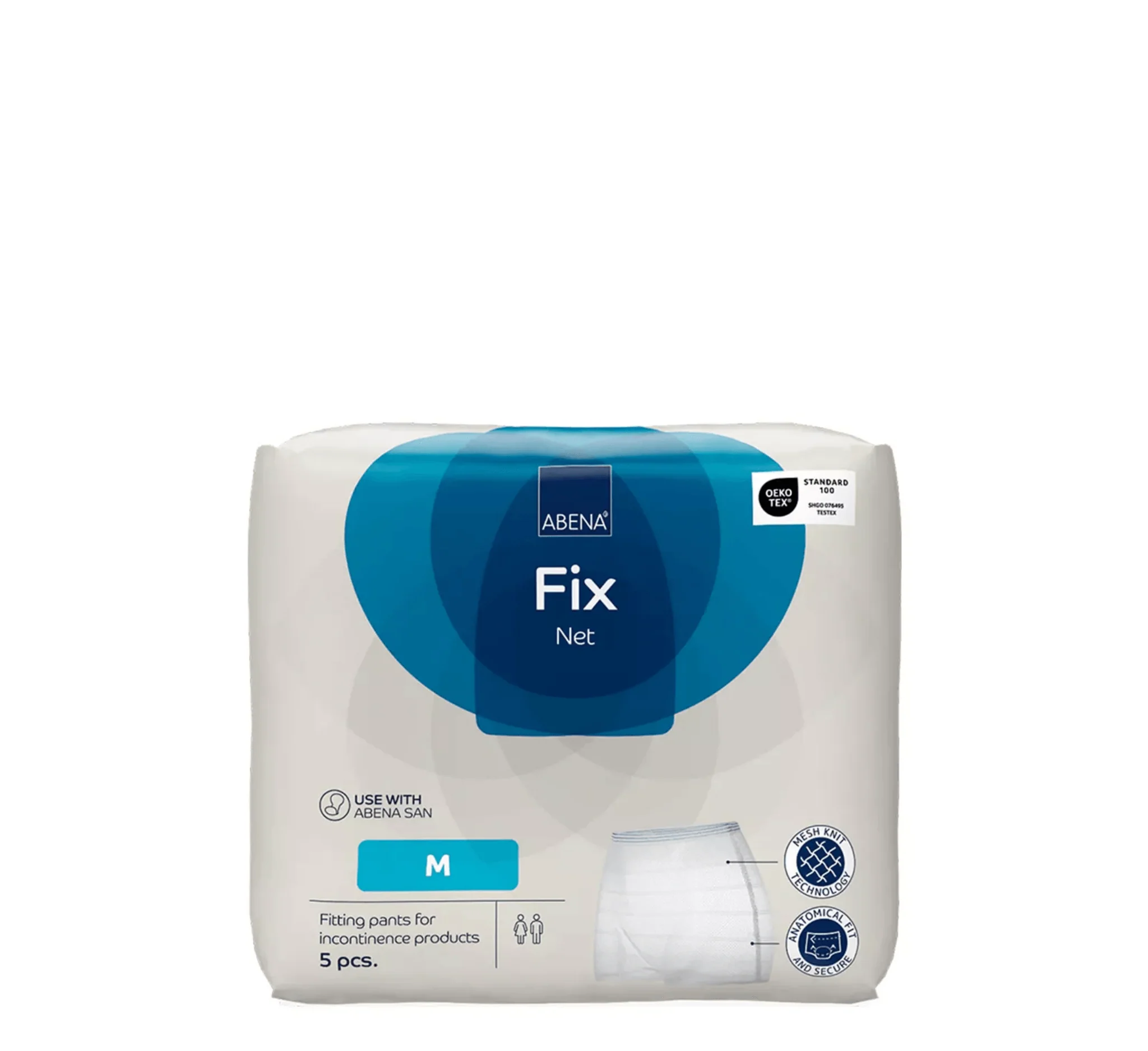 ABENA Fix Net Medium, paketim me 5 pantalona rrjetë elastike për fiksimin e absorbentëve të inkontinencës.