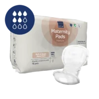 ABENA Maternity Pads, paketim me 15 peceta absorbuese për higjienën dhe mbrojtjen pas lindjes.