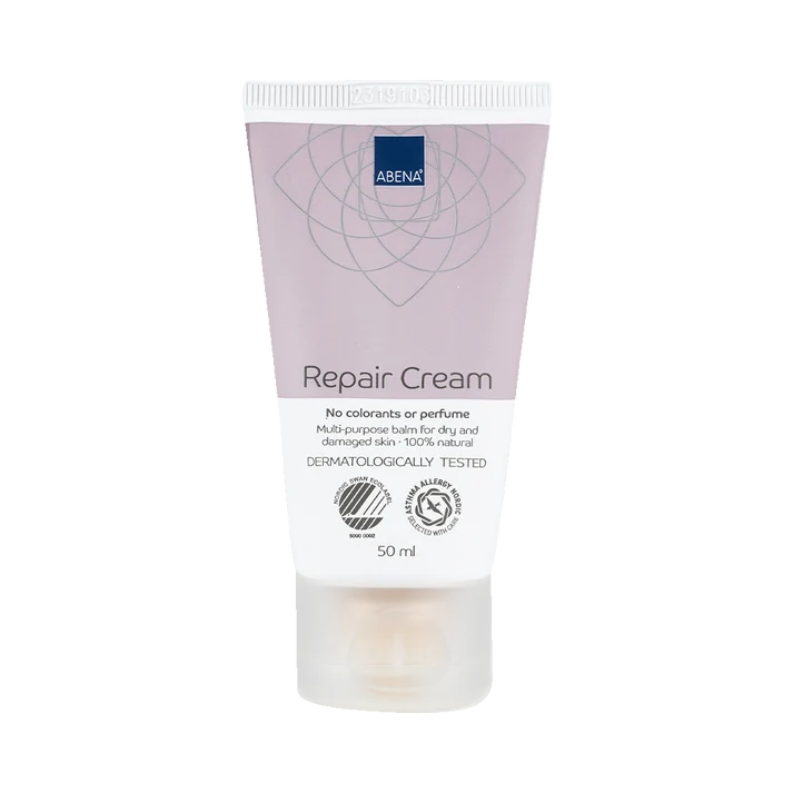 ABENA Repair Cream në tub 50 ml, krem me 100% lanolinë për lëkurë të thatë, të çarë dhe të ekspozuar.