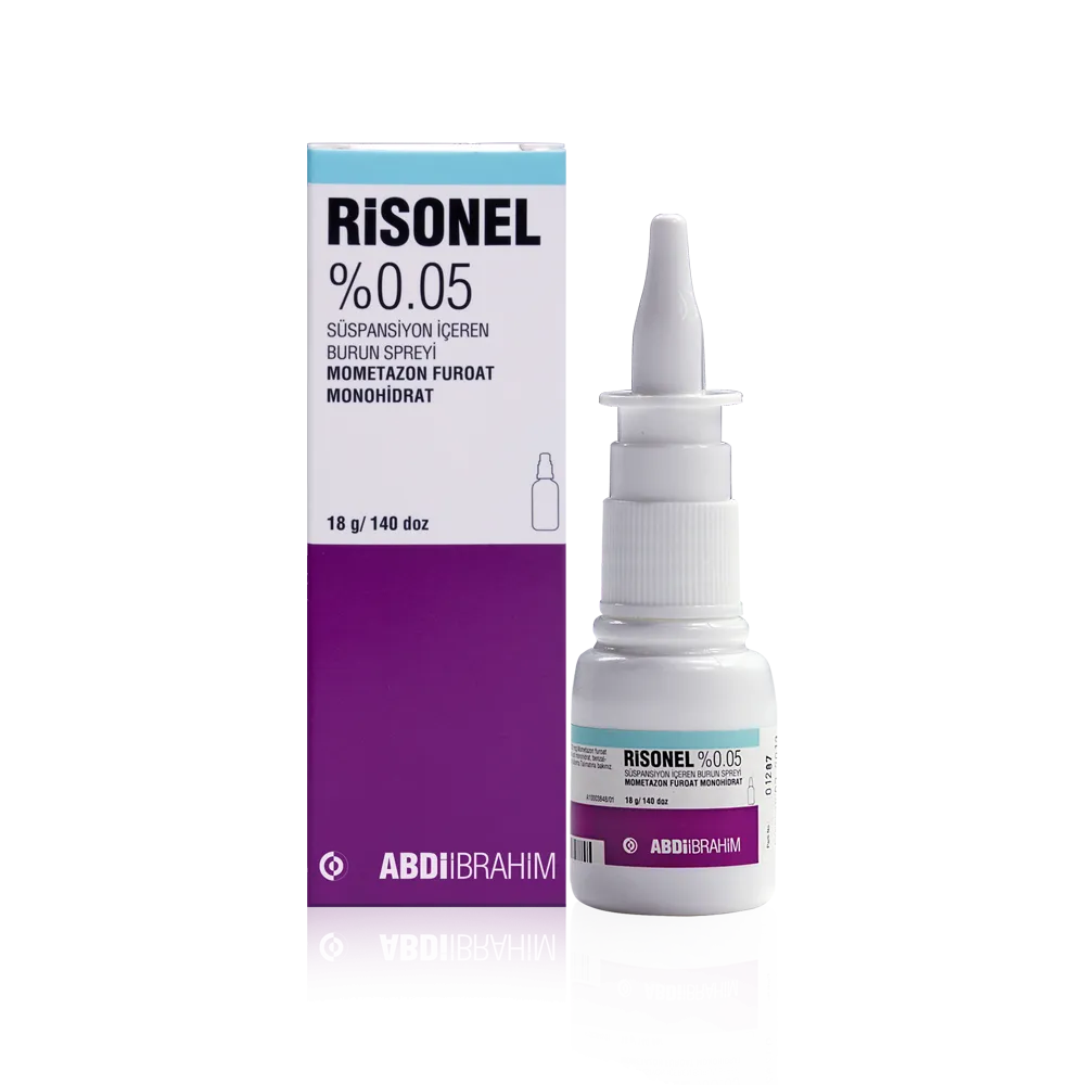 Abdi İbrahim Risonel, spray nazal me 140 doza që siguron 50 mcg mometazon furoat për çdo spërkatje.