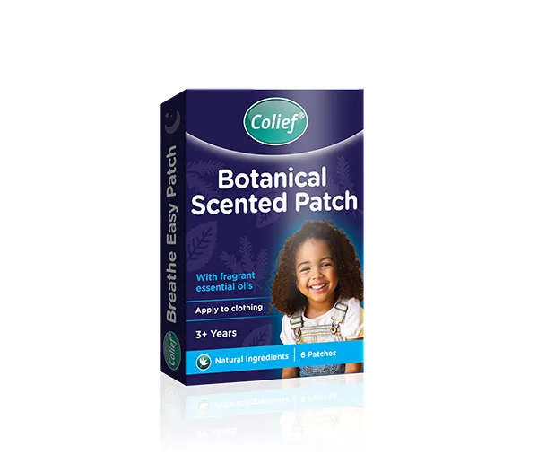Colief Breathe Easy Patch, patch aromatik me vajra esenciale për fëmijë mbi 3 vjeç, për vendosje në veshje.