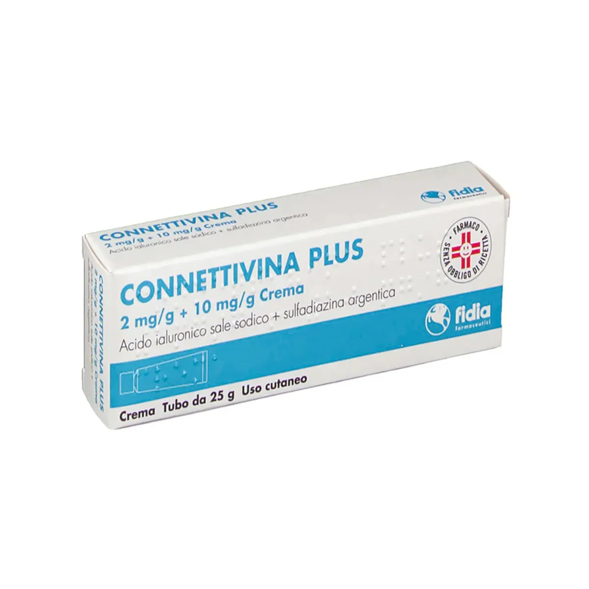 Connettivina Plus Krem 25 g me acid hialuronik 2 mg/g dhe sulfadiazinë argjendi 10 mg/g