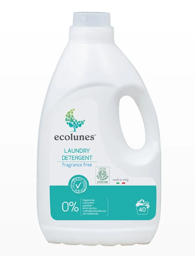 Ecolunes Baby Laundry Detergent në shishe 1 L, detergjent pa parfum për larjen e rrobave të bebeve me dorë ose në lavatriçe.