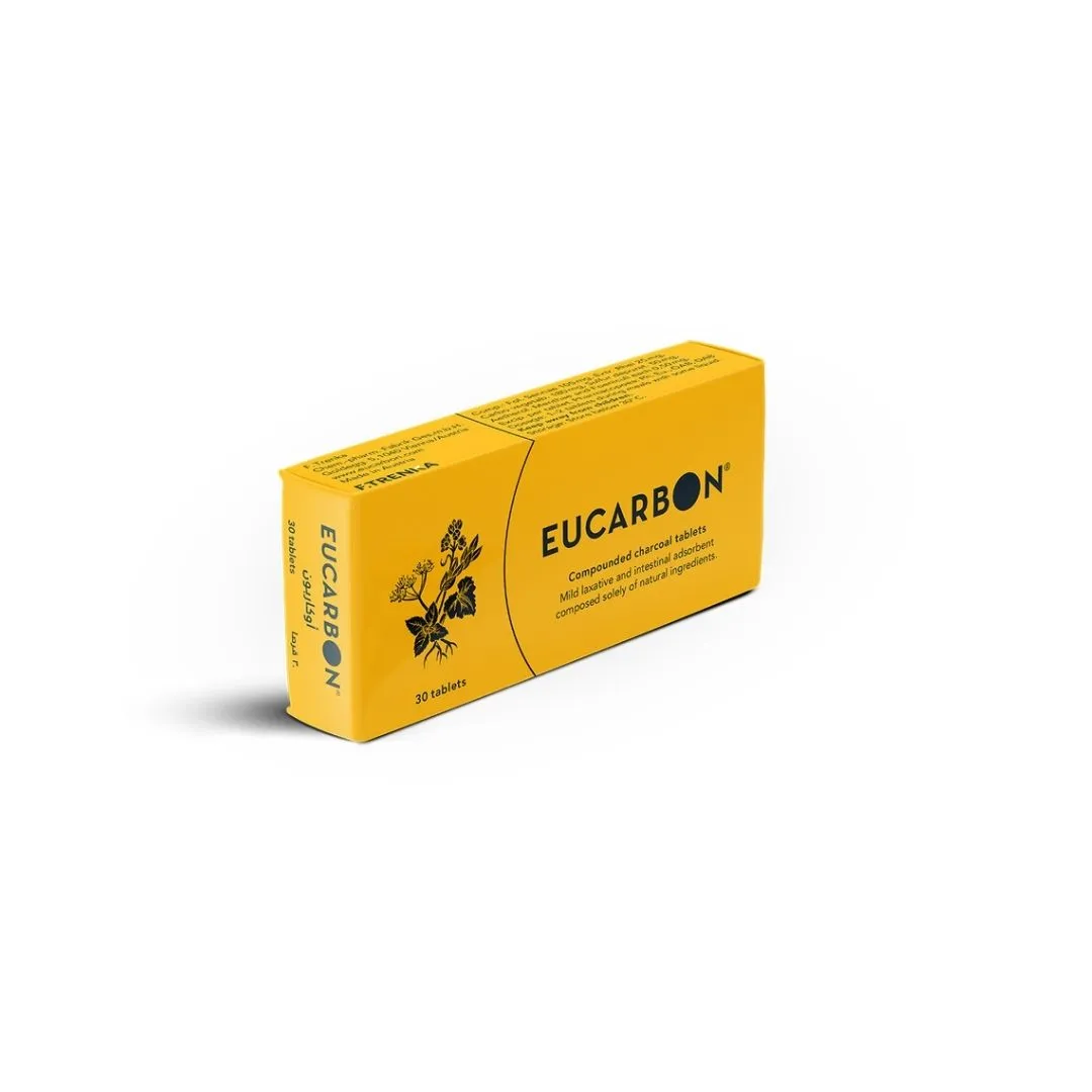 Eucarbon 30 tableta me karbon bimor dhe senë për kapsllëk dhe fryrje