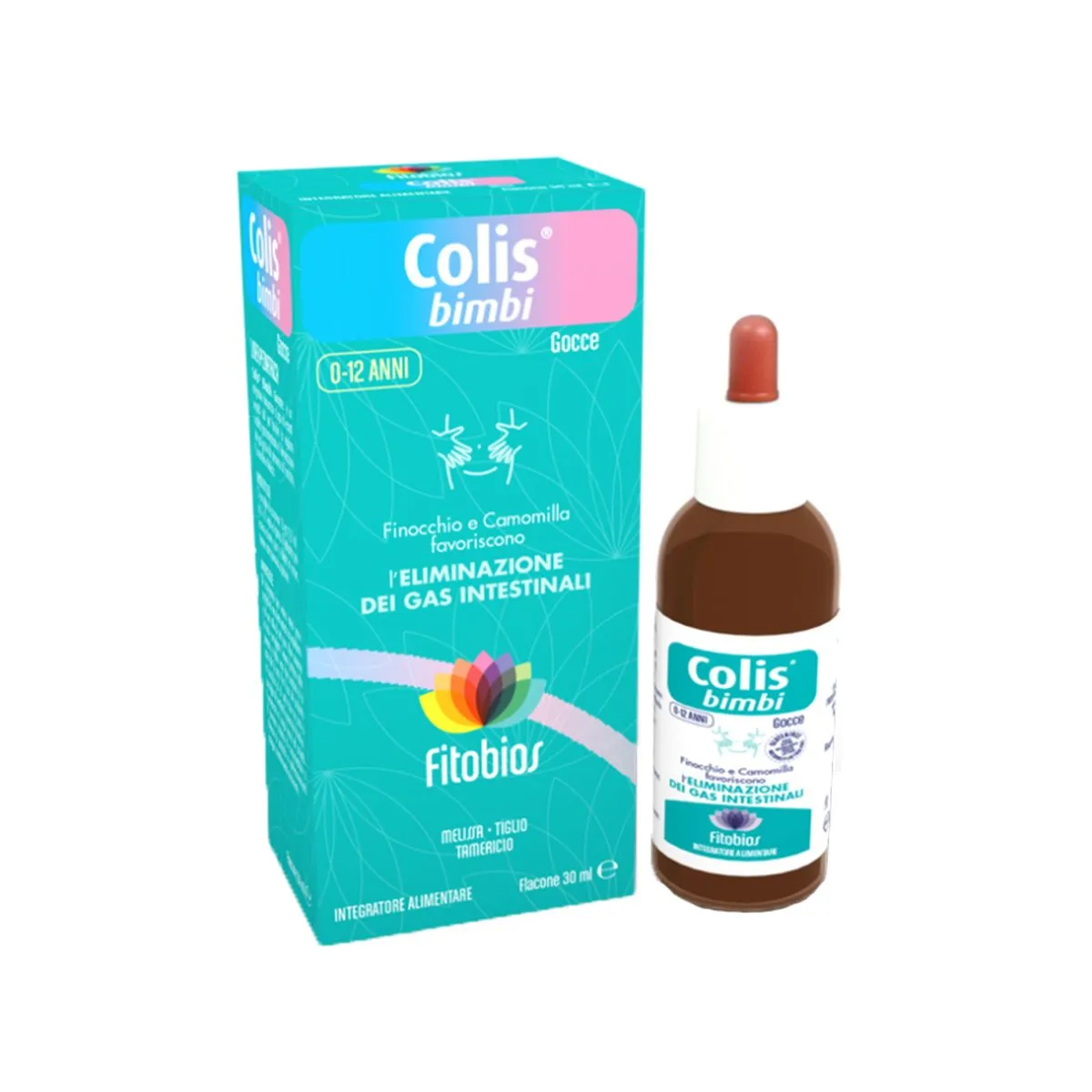 Fitobios Colis Bimbi në pika me finok, kamomil dhe melisa për gazra dhe komfort gastrointestinal te fëmijët.