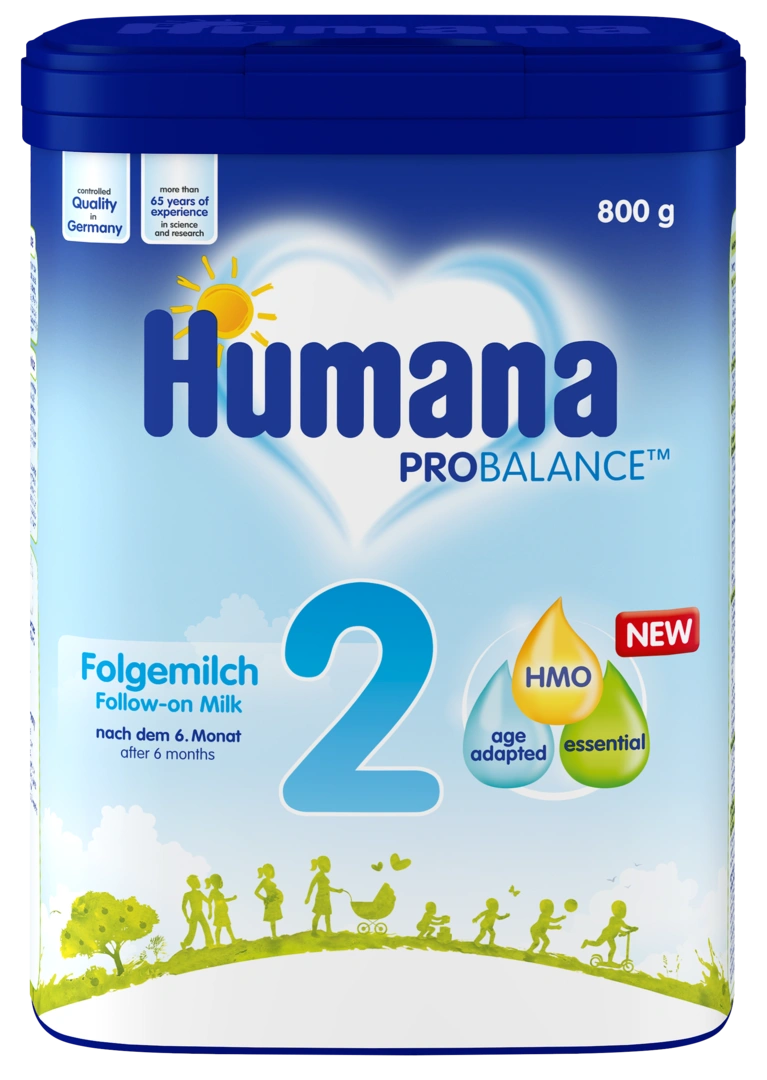 Humana 2 PRO Balance, qumësht vazhdimi në pluhur pas 6 muajsh me DHA, ARA, GOS dhe ALA.