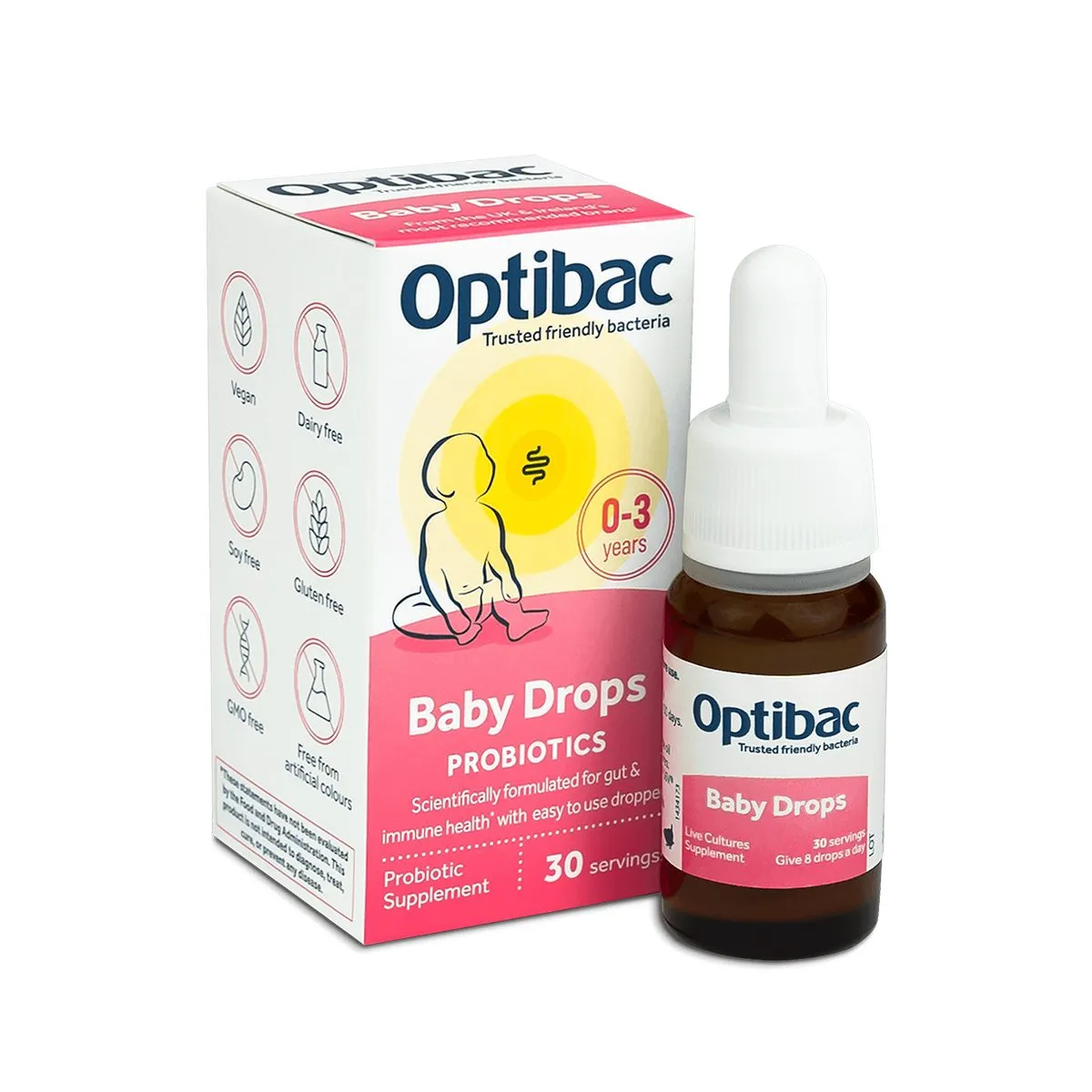 Optibac Baby Drops 10 ml me Bifidobacterium breve M-16V për foshnja