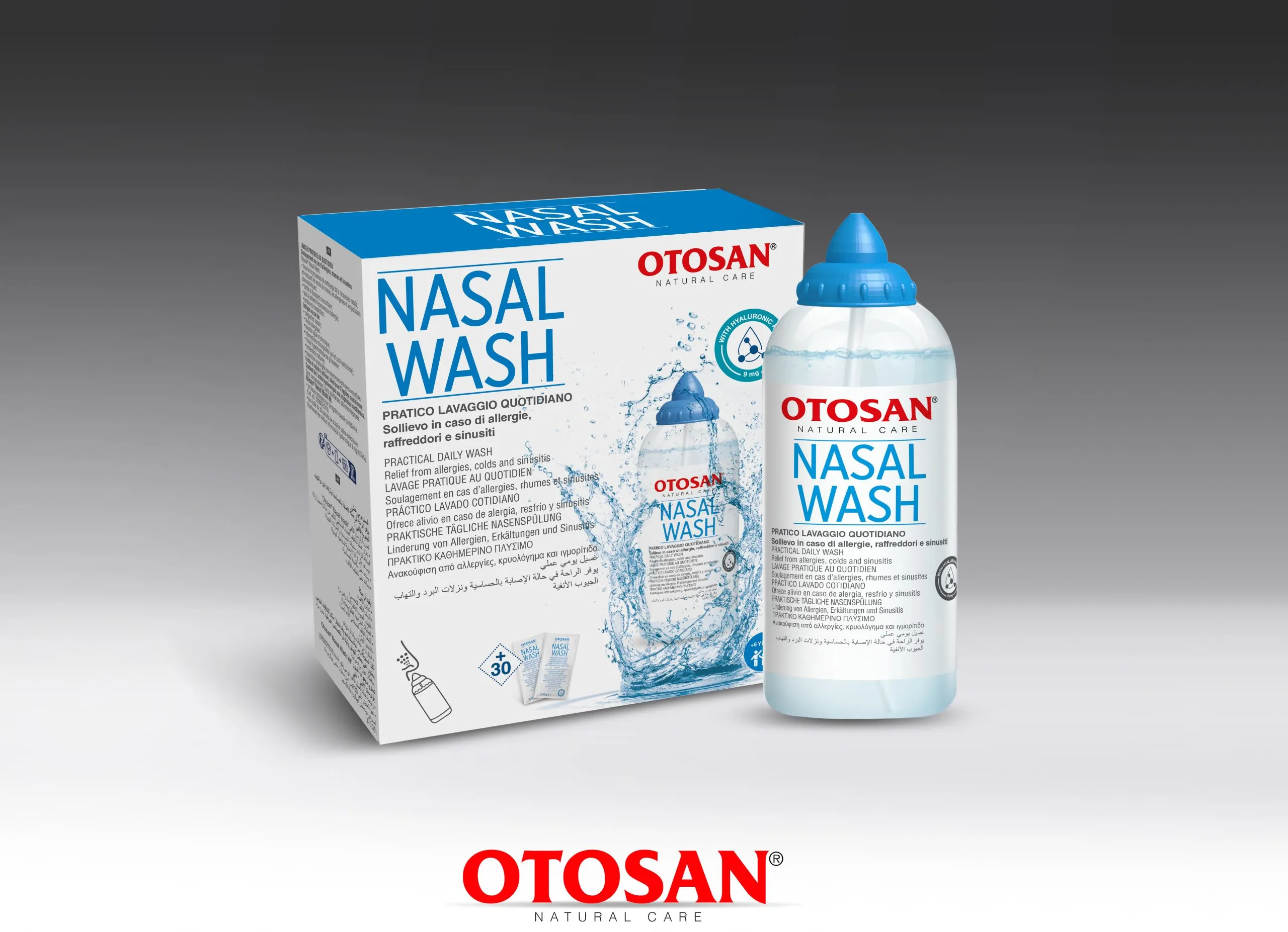 Otosan Nasal Wash Kit shishe 240 ml me 30 bustina për irrigim nazal