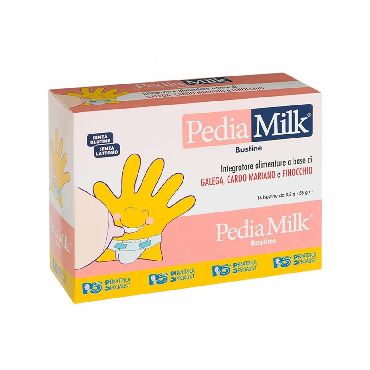 Paketim PediaMilk me 16 bustina me ekstrakte galega, milk thistle dhe fennel për mbështetjen e prodhimit të qumështit gjatë gjidhënies.