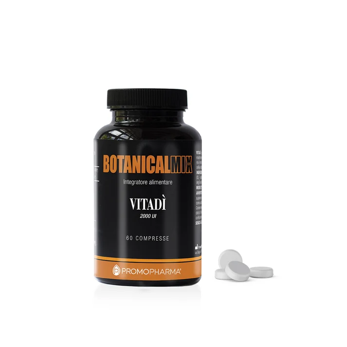 Paketim PromoPharma Botanical Mix VitaDì me 60 tableta, 2000 IU vitaminë D3 dhe vitaminë E për kockat, imunitetin dhe mbrojtjen antioksiduese.