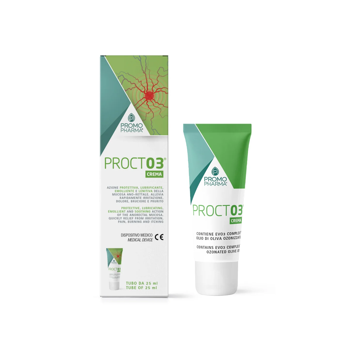 PromoPharma ProctO3 krem anal 25 ml me vaj ulliri të ozonizuar për hemorroide