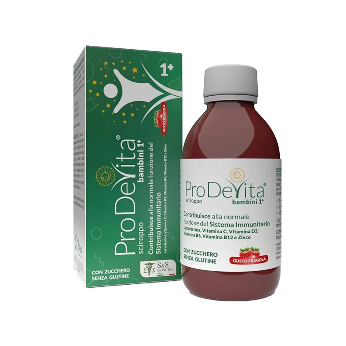 S&S Bionutra ProDeVita Bambini 1+, shishe 100 ml me laktoferrinë, zink dhe vitamina C, D3, B6 dhe B12 për fëmijë.