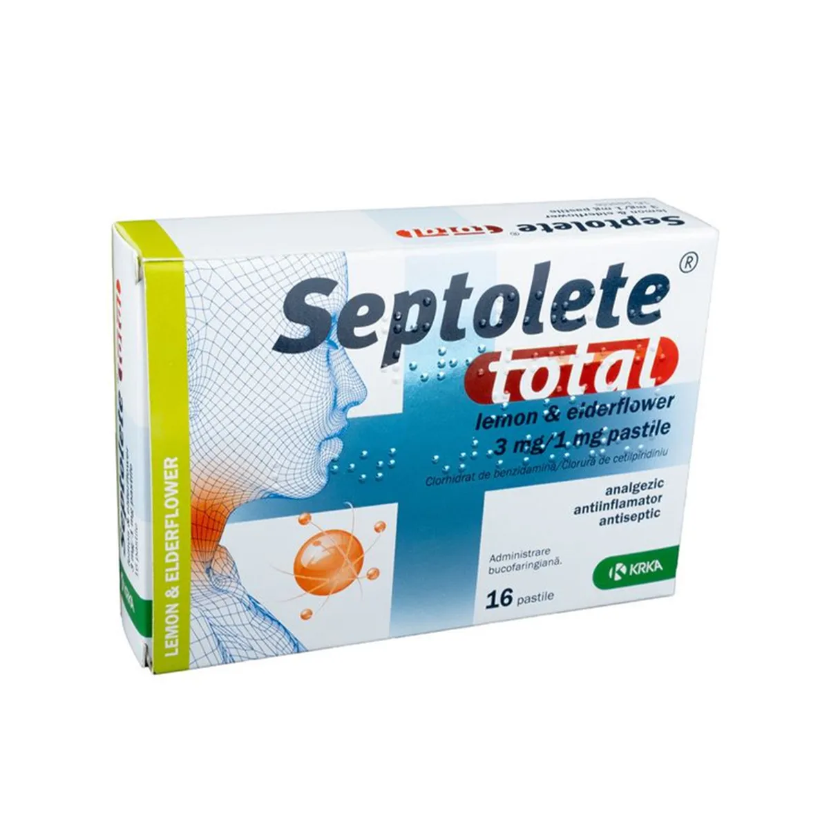 Septolete Total 16 tableta orosolubile me benzidaminë dhe cetilpiridinium