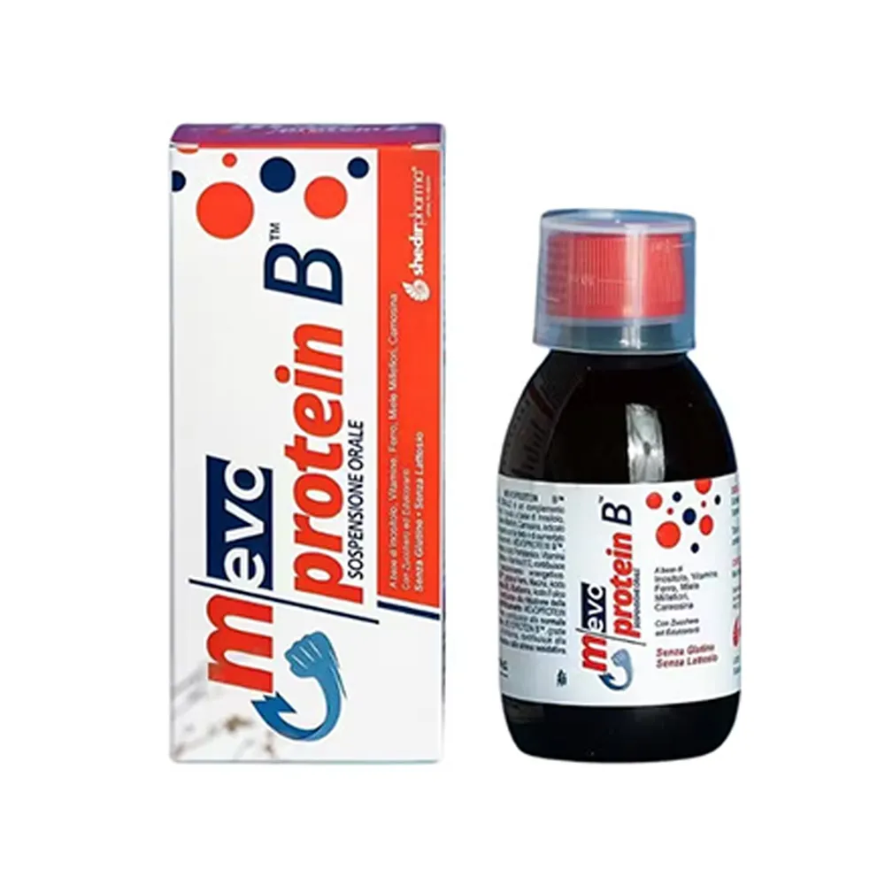 Shedir Pharma Mevo Protein B, shurup ushqyes me vitamina, hekur, L-karnitinë, mjaltë dhe qumësht blete për përdorim familjar.