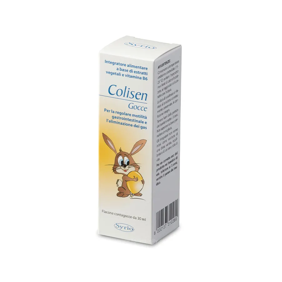 Syrio Colisen në pika me finok, kamomil, pasiflora, anise dhe vitaminë B6 për komfortin gastrointestinal te fëmijët.