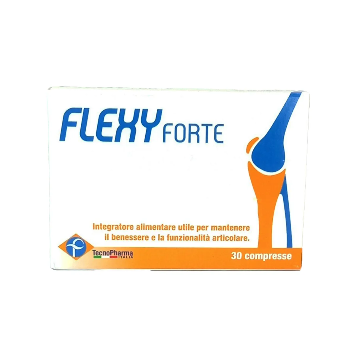 TecnoPharma Flexy Forte, kuti me 30 tableta me glukozaminë, kondroitinë, MSM, Boswellia dhe vitaminë D3 për artikulacionet.