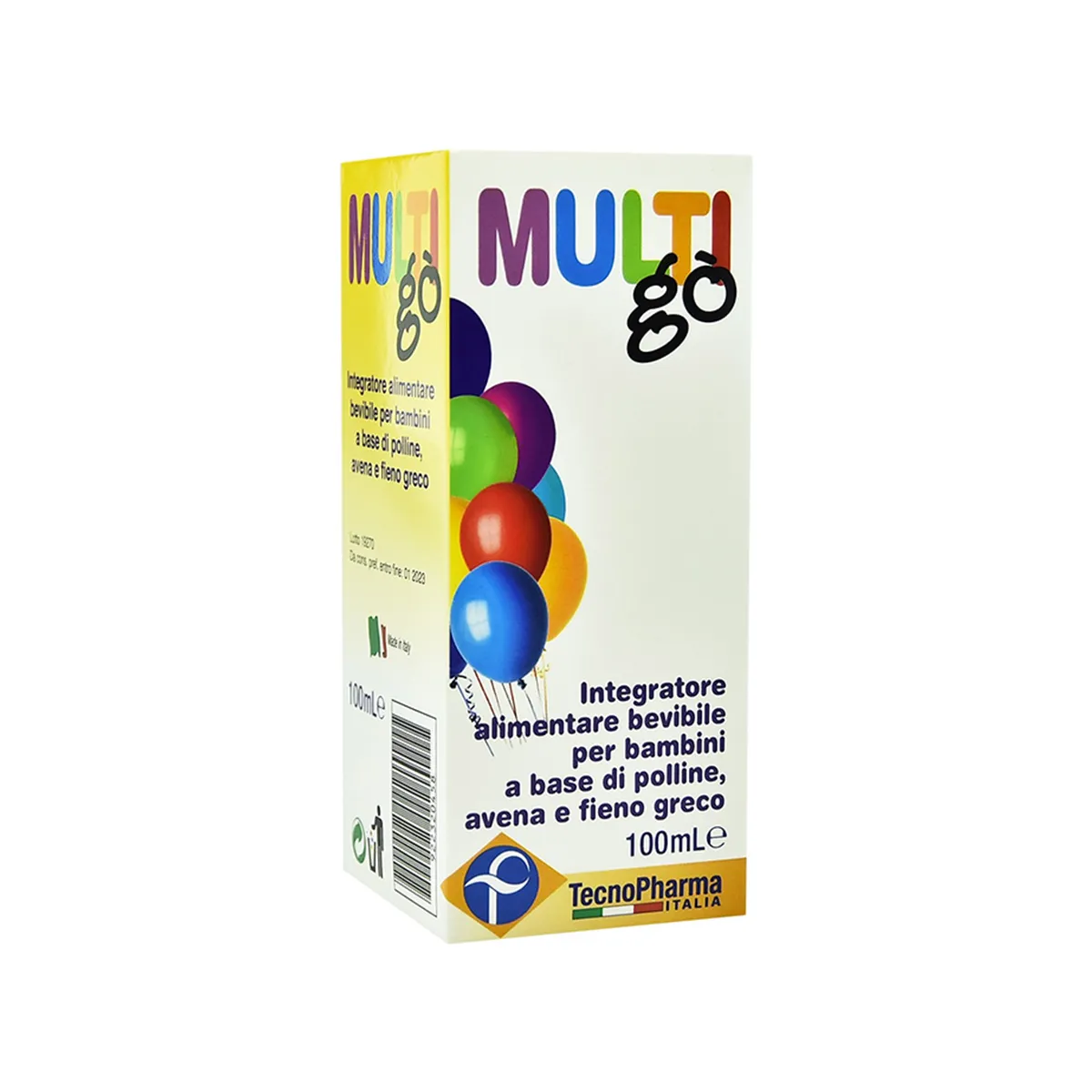 TecnoPharma MultiGo në flakon 100 ml, shurup me polen, tërshërë dhe feno greko për mbështetjen ushqyese të fëmijëve.
