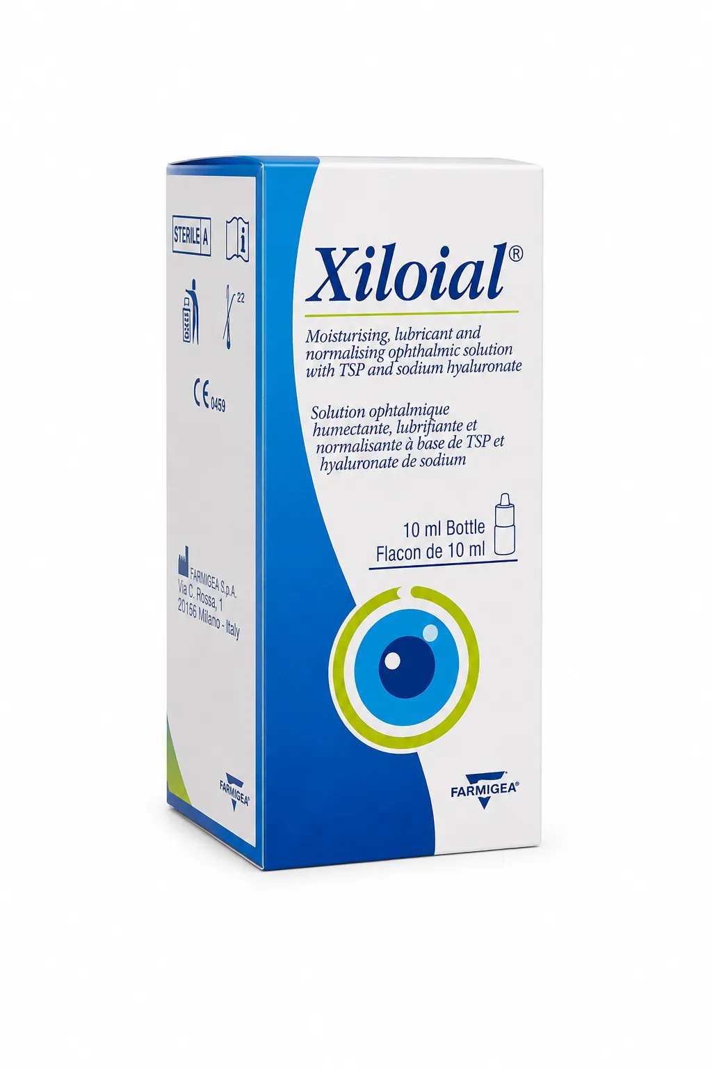 Xiloial 10 ml pika për sy me acid hialuronik dhe TS-polysaccharide për sy të thatë