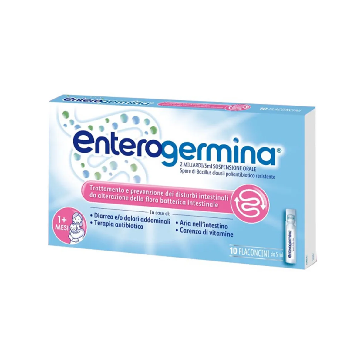 Enterogermina 2 miliardë 5 ml 10 flakonë me Bacillus clausii