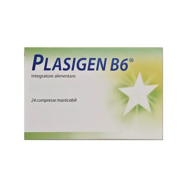 Plasigen B6 24 tableta përtypëse me xhinxher dhe vitamina B për nauzenë