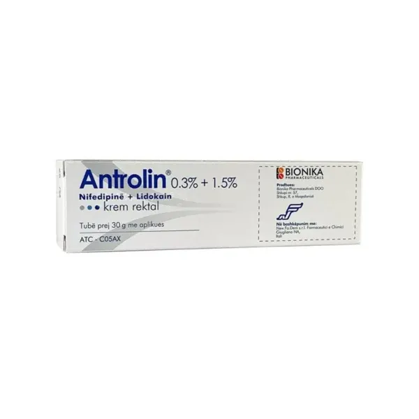 Antrolin krem rektal 30 g me nifedipinë 0.3 përqind dhe lidokainë 1.5 përqind