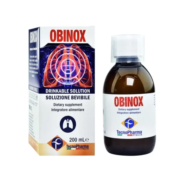 Tecno Pharma Obinox shurup 200 ml me lulekuqe pishë mëllagë eukalipt dhe dredhkë