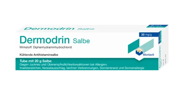 Dermodrin 20 mg/g pomadë 20 g me difenhidraminë për kruarje dhe pickime insektesh